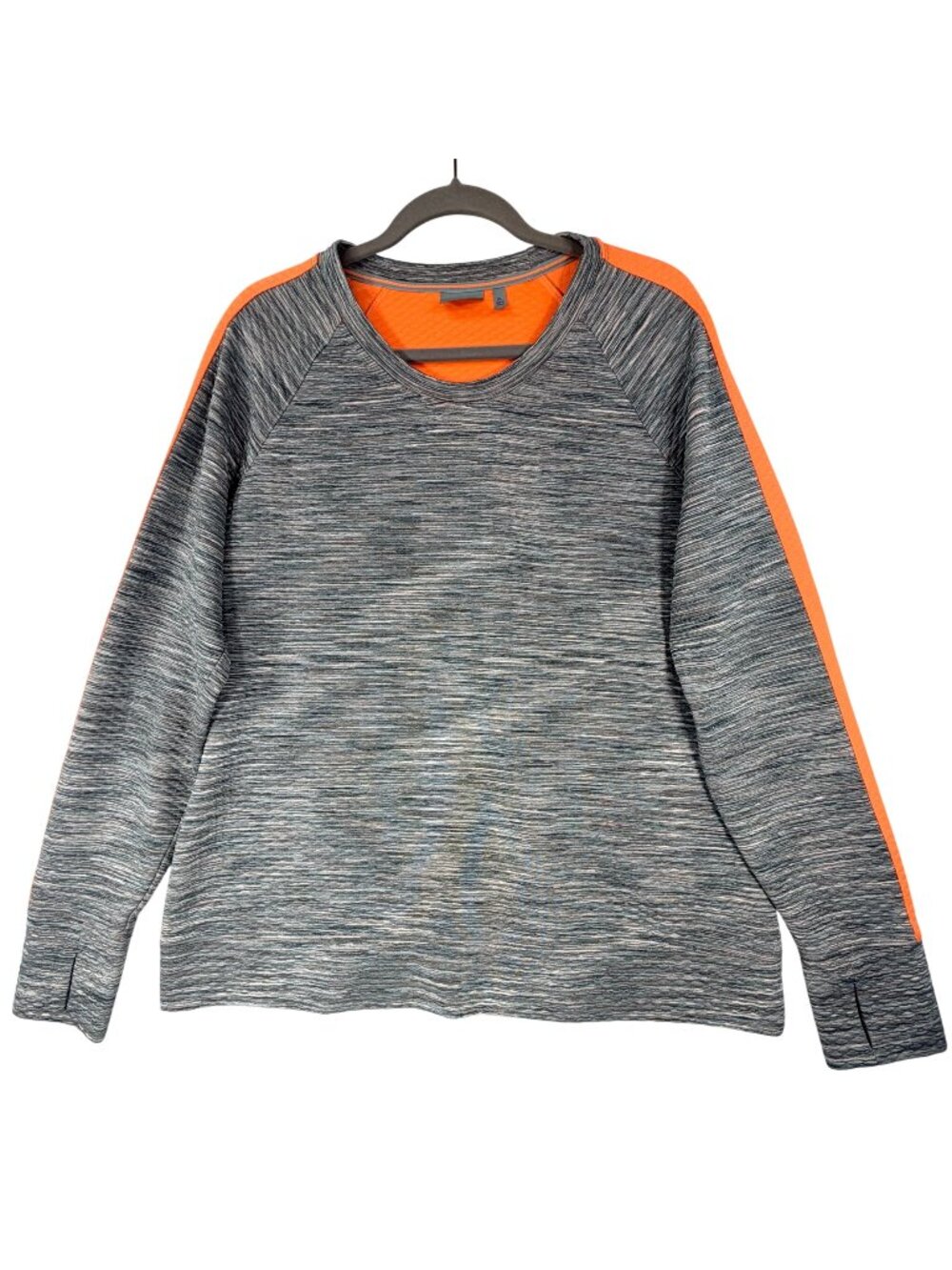 Athleta Womens XL Heather Gray Orange Long Sleeve Shirt Workout Outdoors